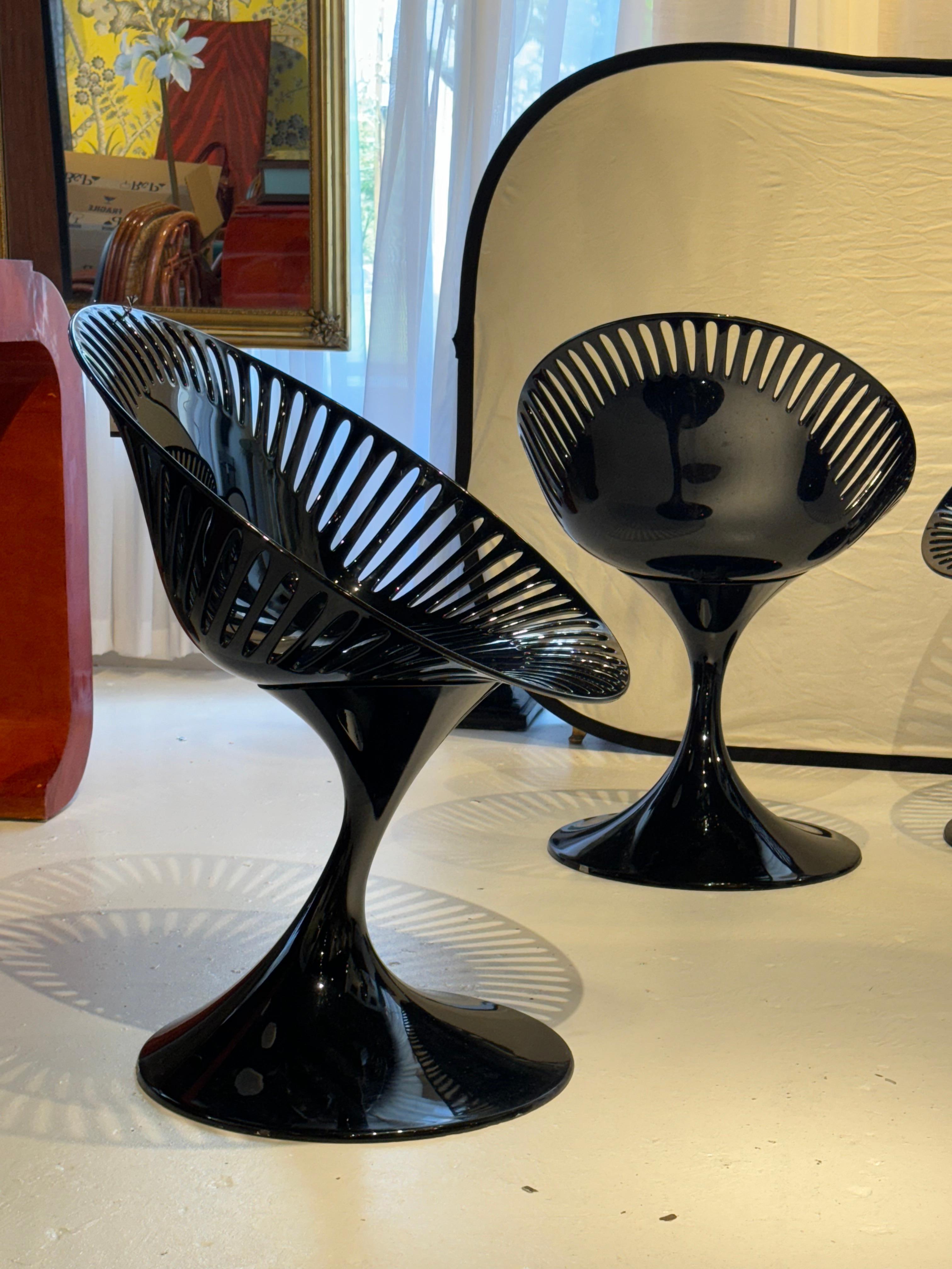 Modern Set of Four Marcello Ziliani for Casprini Gloss Black Chairs