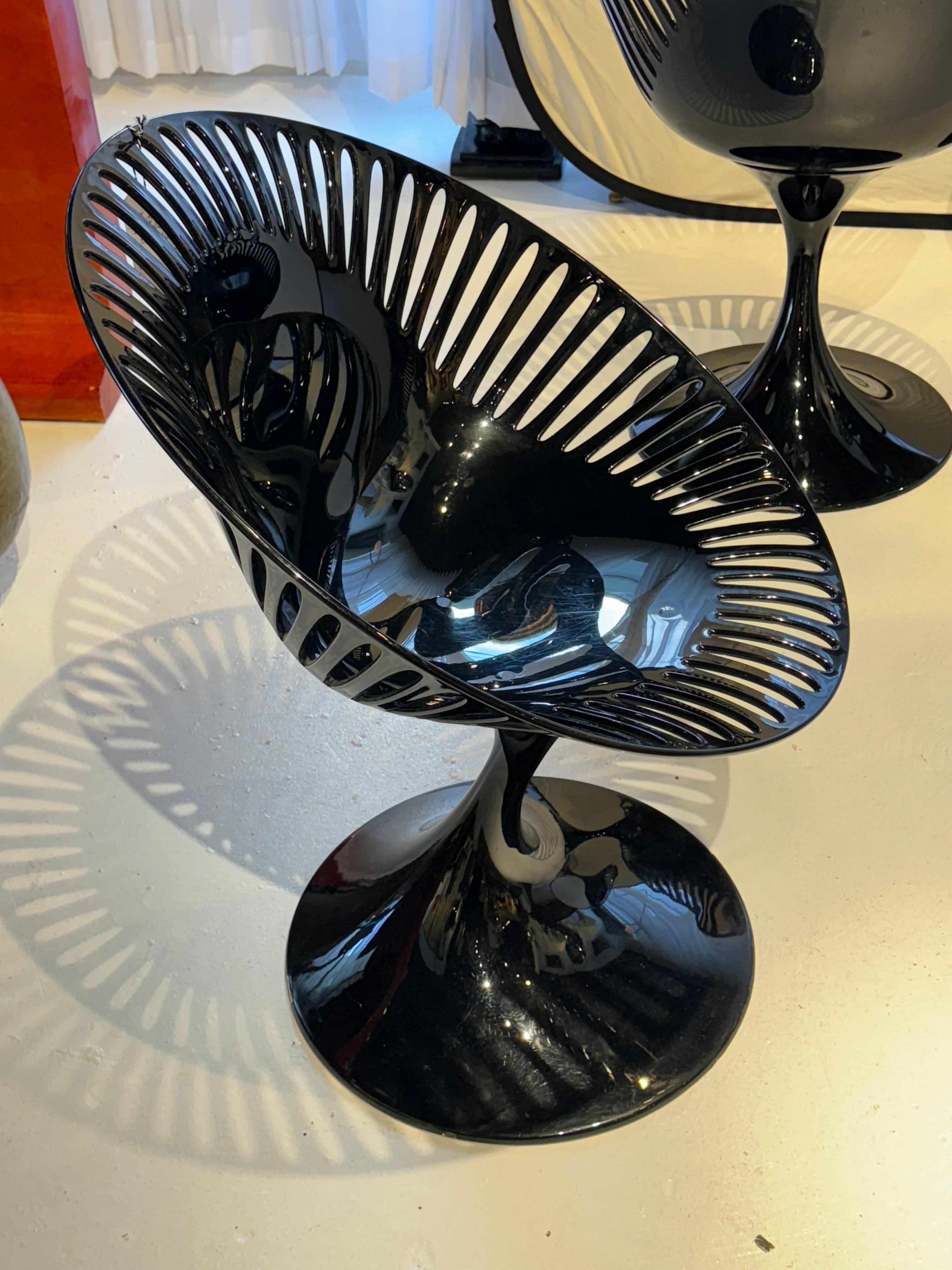 Set of Four Marcello Ziliani for Casprini Gloss Black Chairs In Good Condition In Atlanta, GA