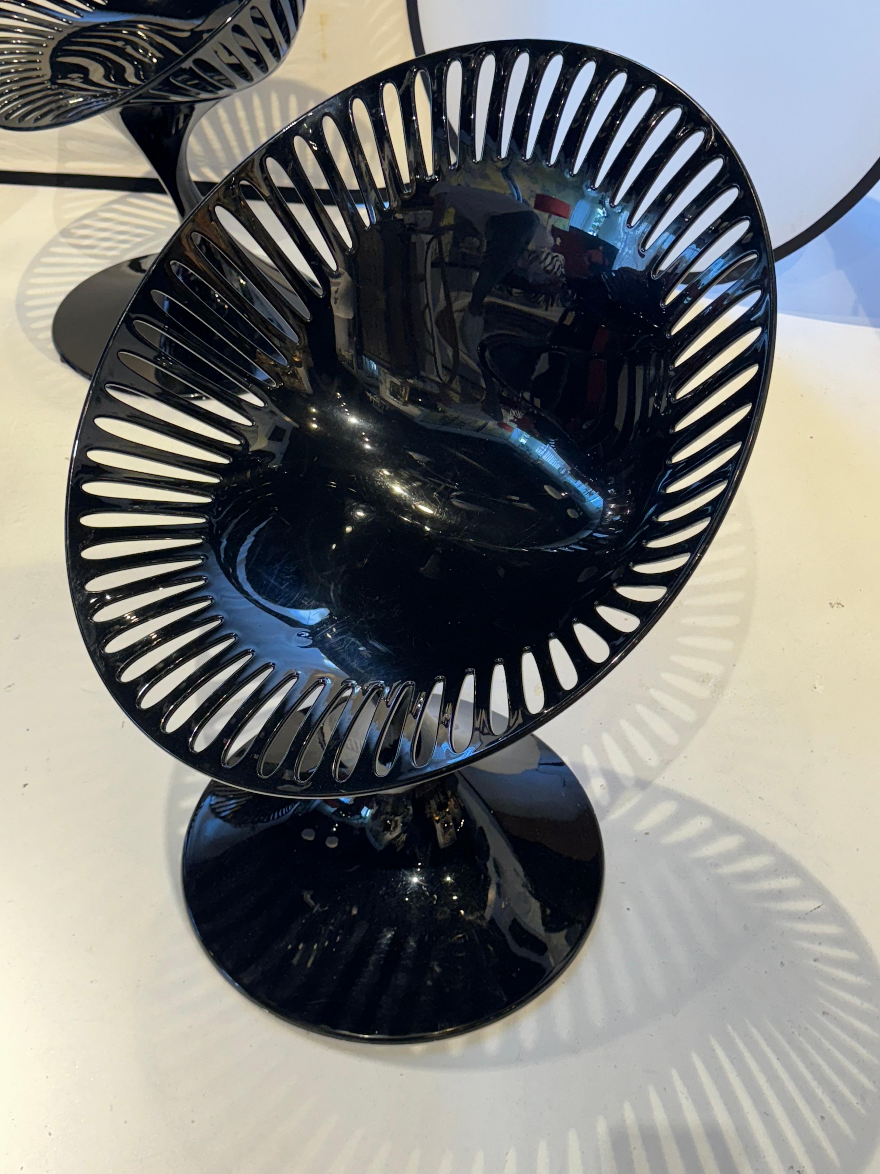 20th Century Set of Four Marcello Ziliani for Casprini Gloss Black Chairs
