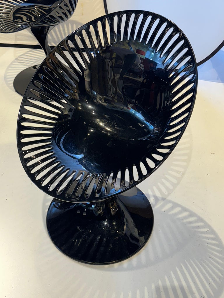 Set of Four Marcello Ziliani for Casprini Gloss Black Chairs at
