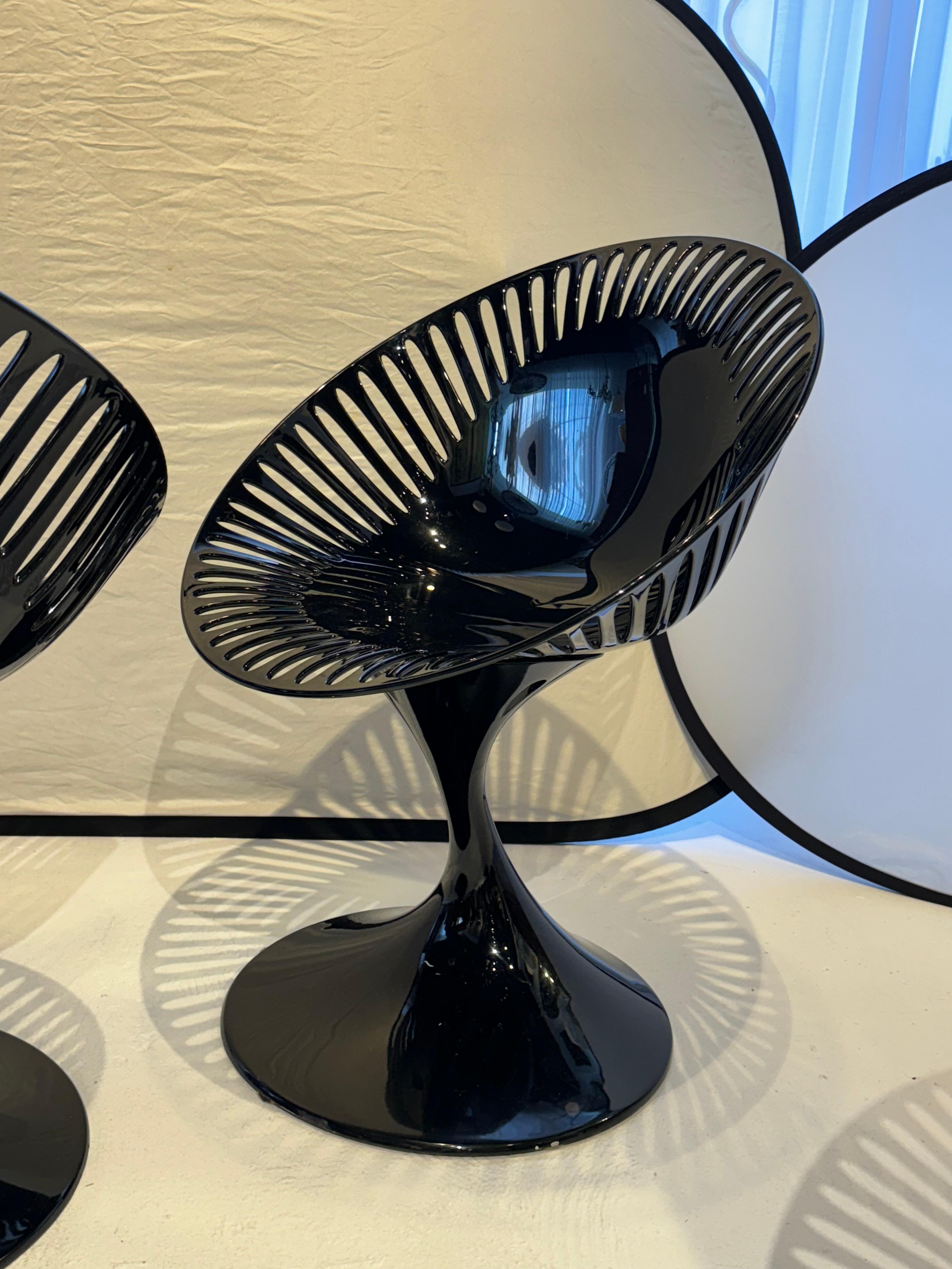 Acrylic Set of Four Marcello Ziliani for Casprini Gloss Black Chairs