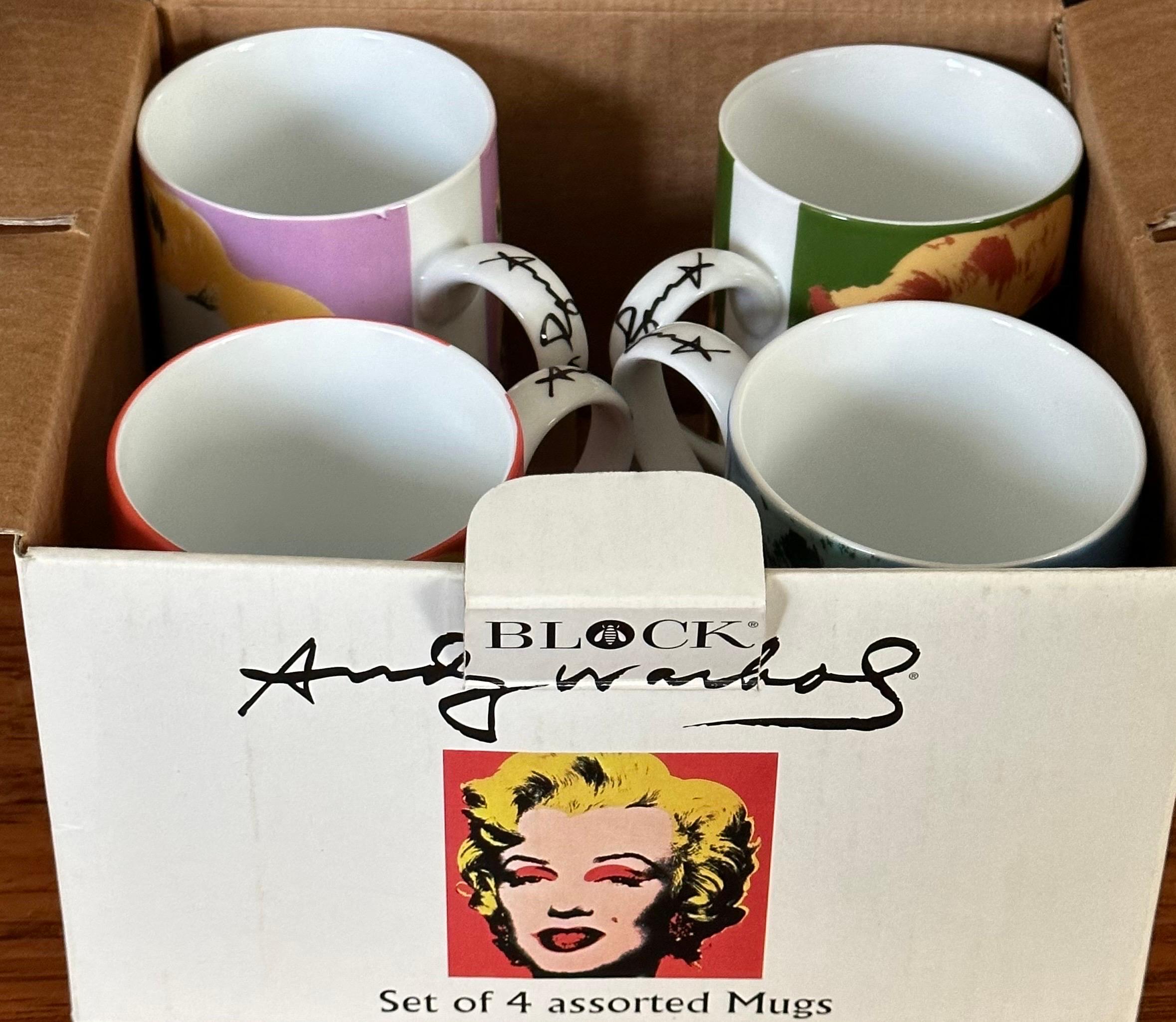 Set of Four Marilyn Monroe Ceramic Coffee Mugs in Box by Andy Warhol for Block  For Sale 7