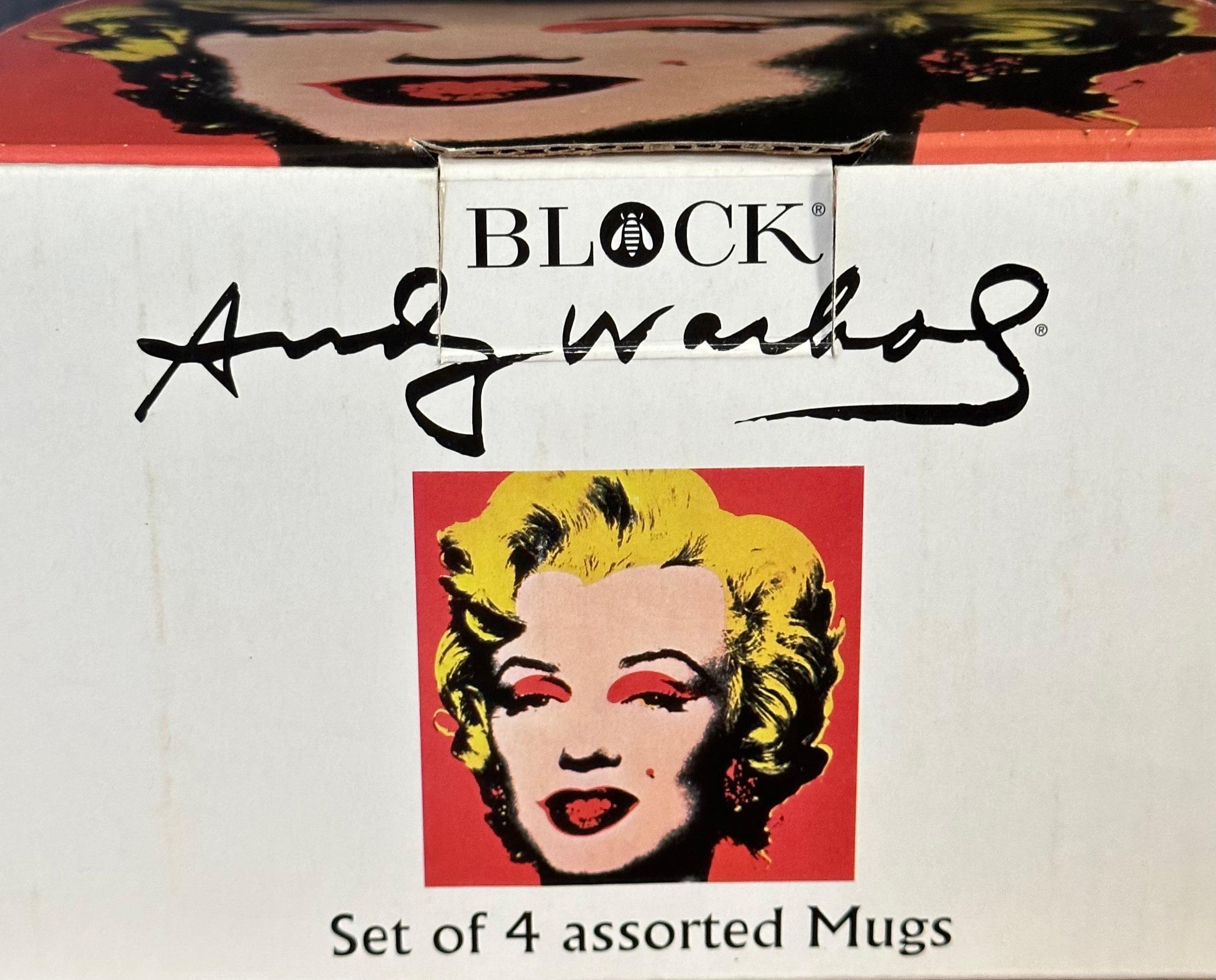 Set of Four Marilyn Monroe Ceramic Coffee Mugs in Box by Andy Warhol for Block  For Sale 9