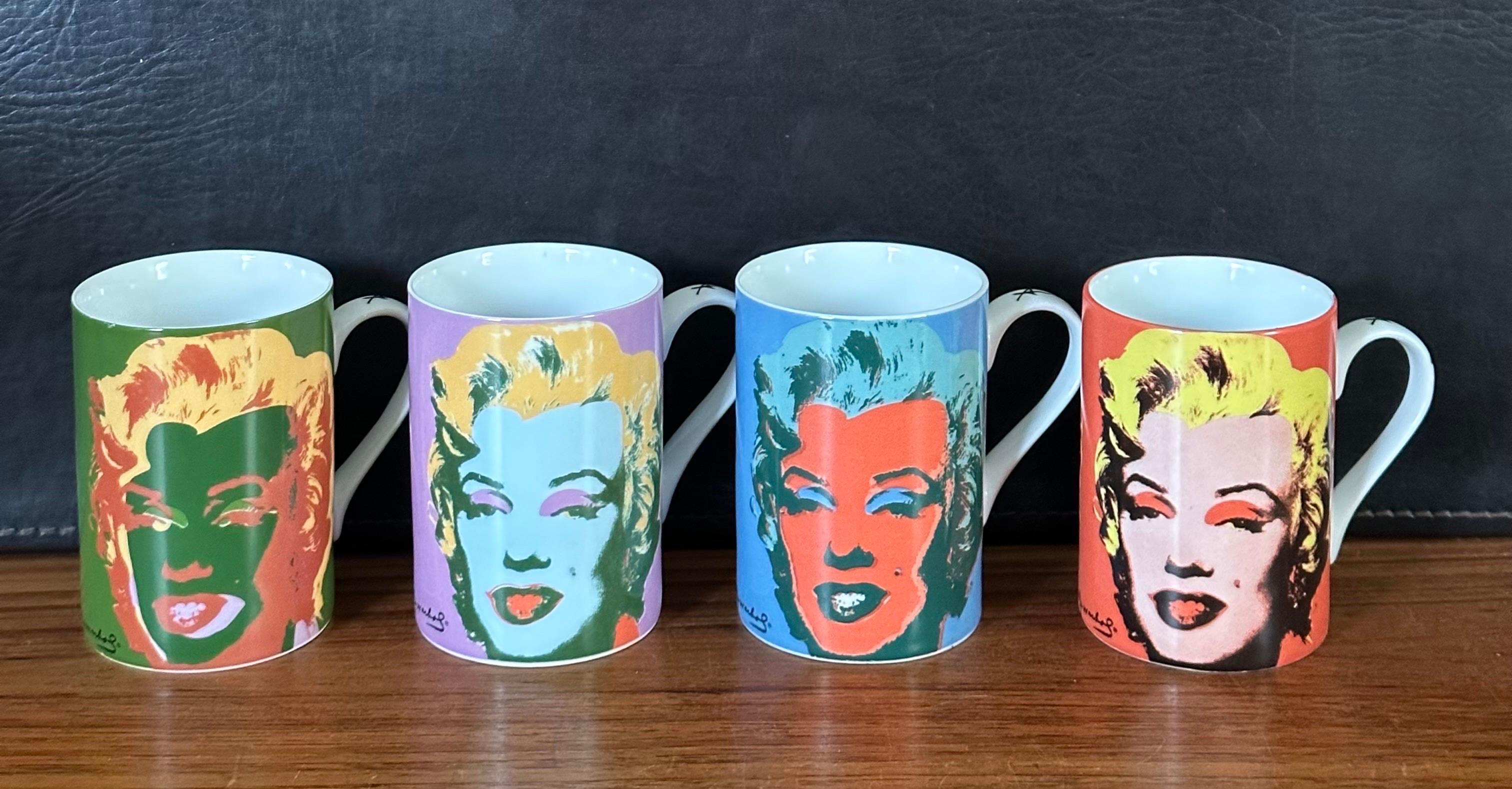 Set of Four Marilyn Monroe Ceramic Coffee Mugs in Box by Andy Warhol for Block  For Sale 10