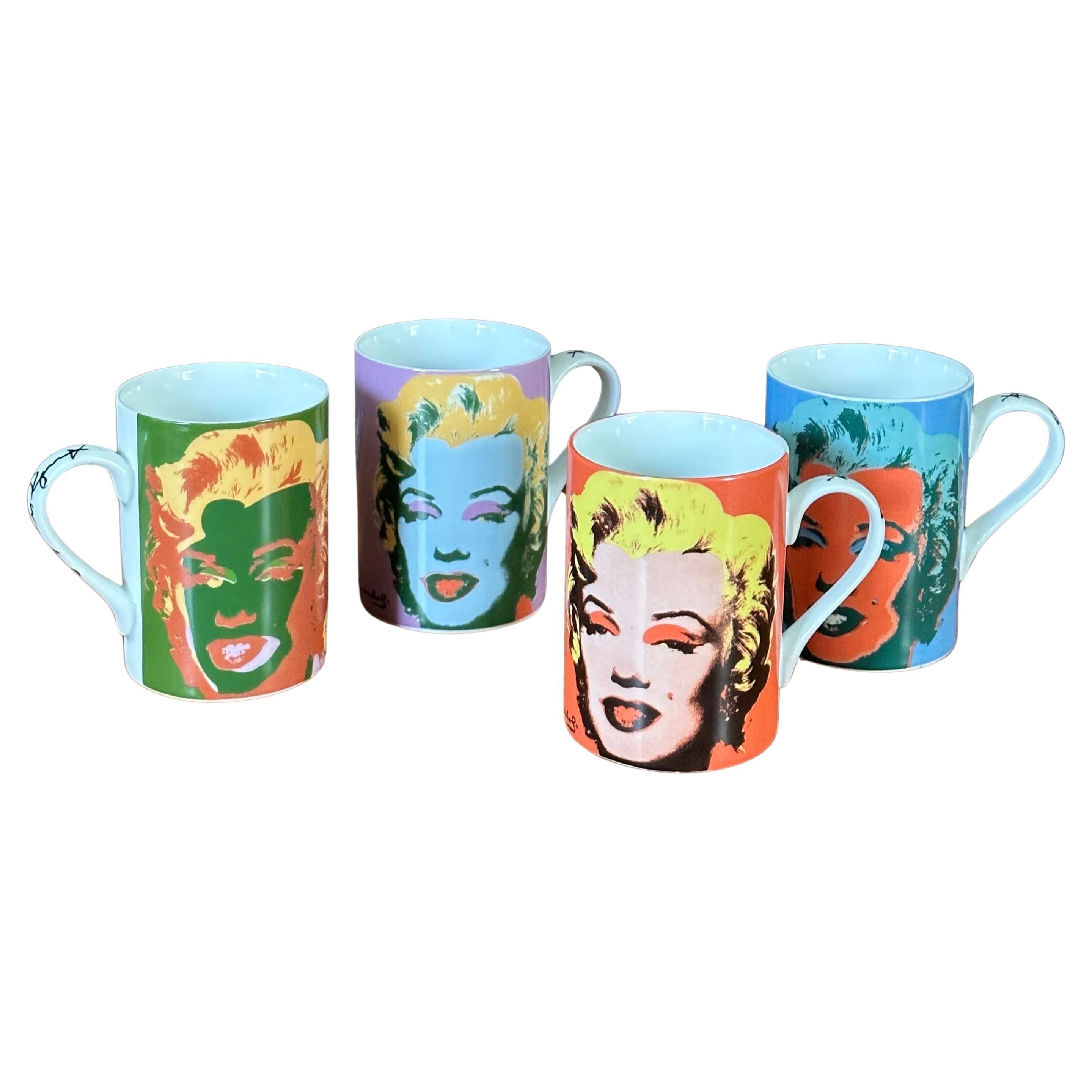 Set of Four Marilyn Monroe Ceramic Coffee Mugs in Box by Andy Warhol for Block  For Sale 11