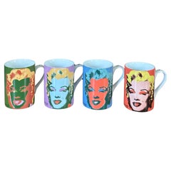 Juego de cuatro tazas de café de cerámica de Marilyn Monroe en caja, por Andy Warhol para Block