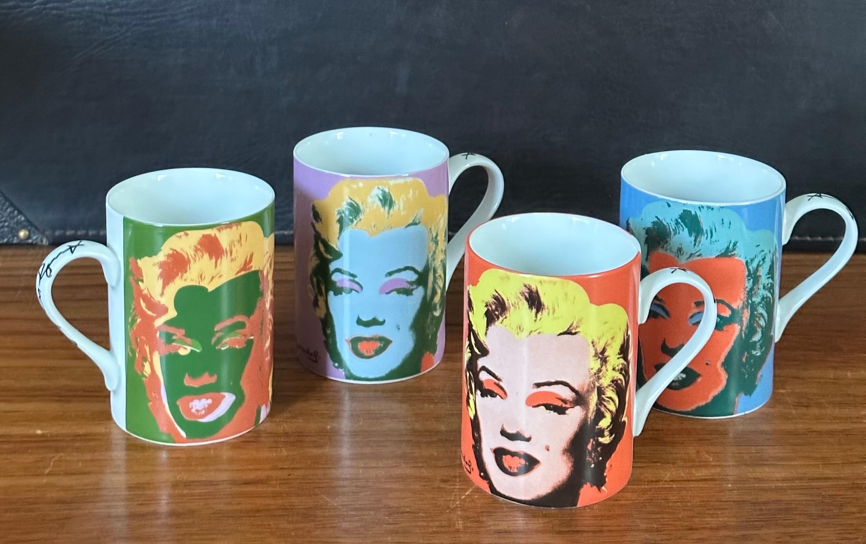 Set of Four Marilyn Monroe Ceramic Coffee Mugs in Box by Andy Warhol for Block  For Sale 2