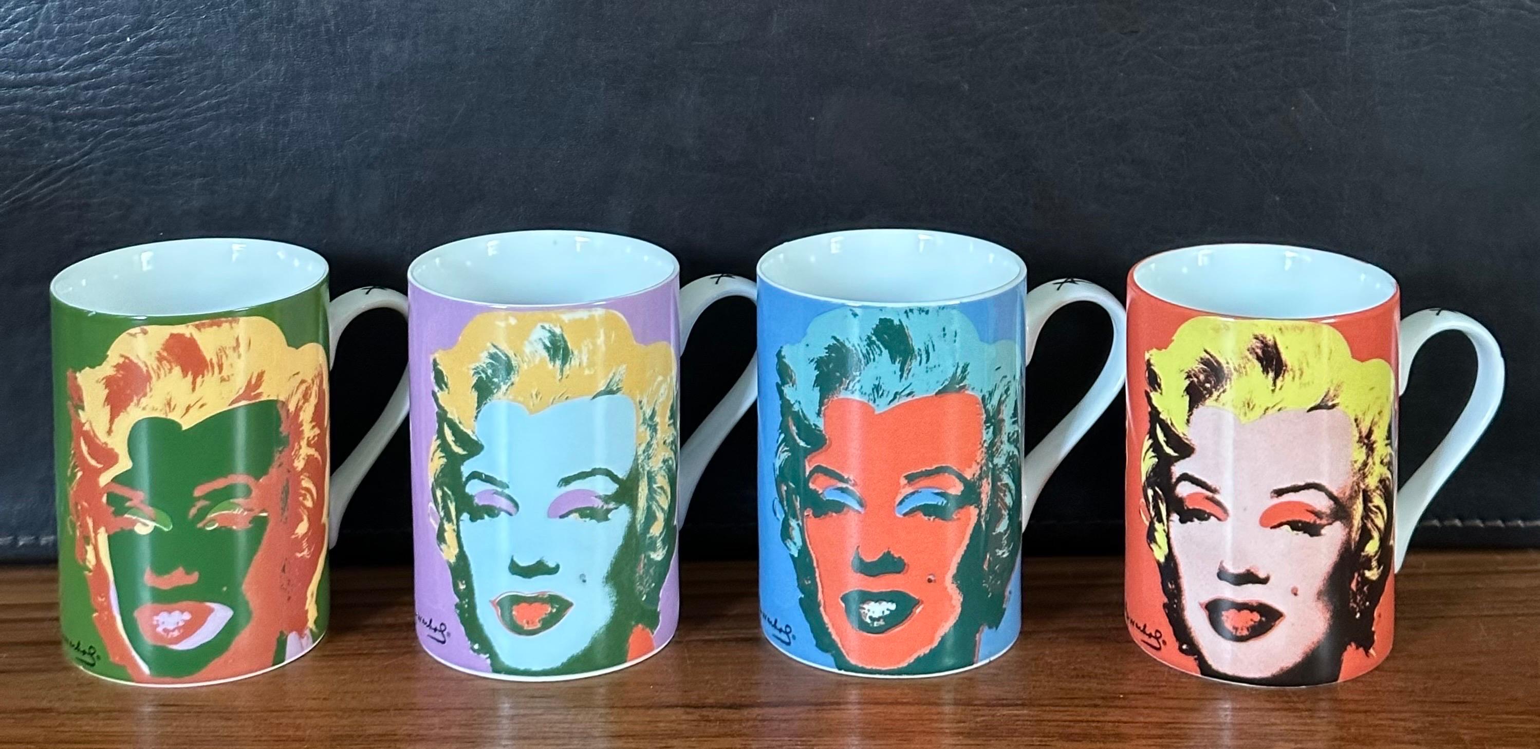 Set of Four Marilyn Monroe Ceramic Coffee Mugs in Box by Andy Warhol for Block  For Sale 3