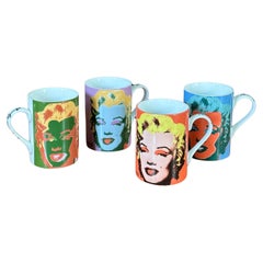 Set of Four Marilyn Monroe Ceramic Coffee Mugs in Box by Andy Warhol for Block 