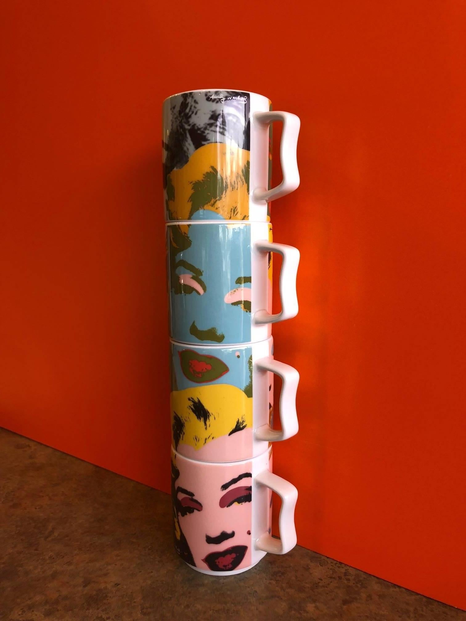 20th Century Set of Four Marilyn Monroe Coffee Mugs after Warhol for Rosenthal Studio-Line