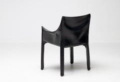 Set of Four Mario Bellini Black Leather Cassina CAB Armchairs