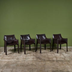 Set of Four Mario Bellini Cab Armchairs for Cassina