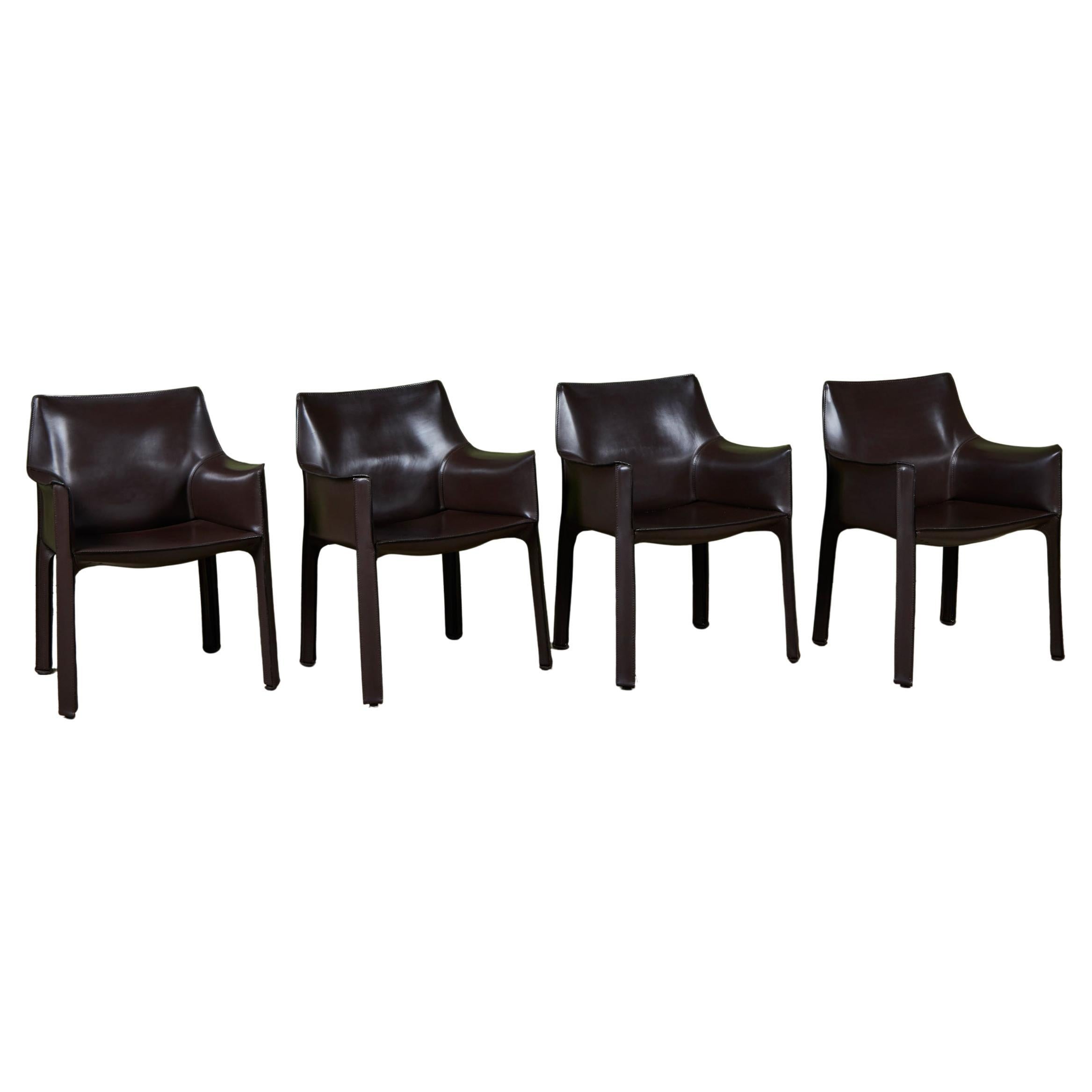 Set of Four Mario Bellini Cab Armchairs for Cassina
