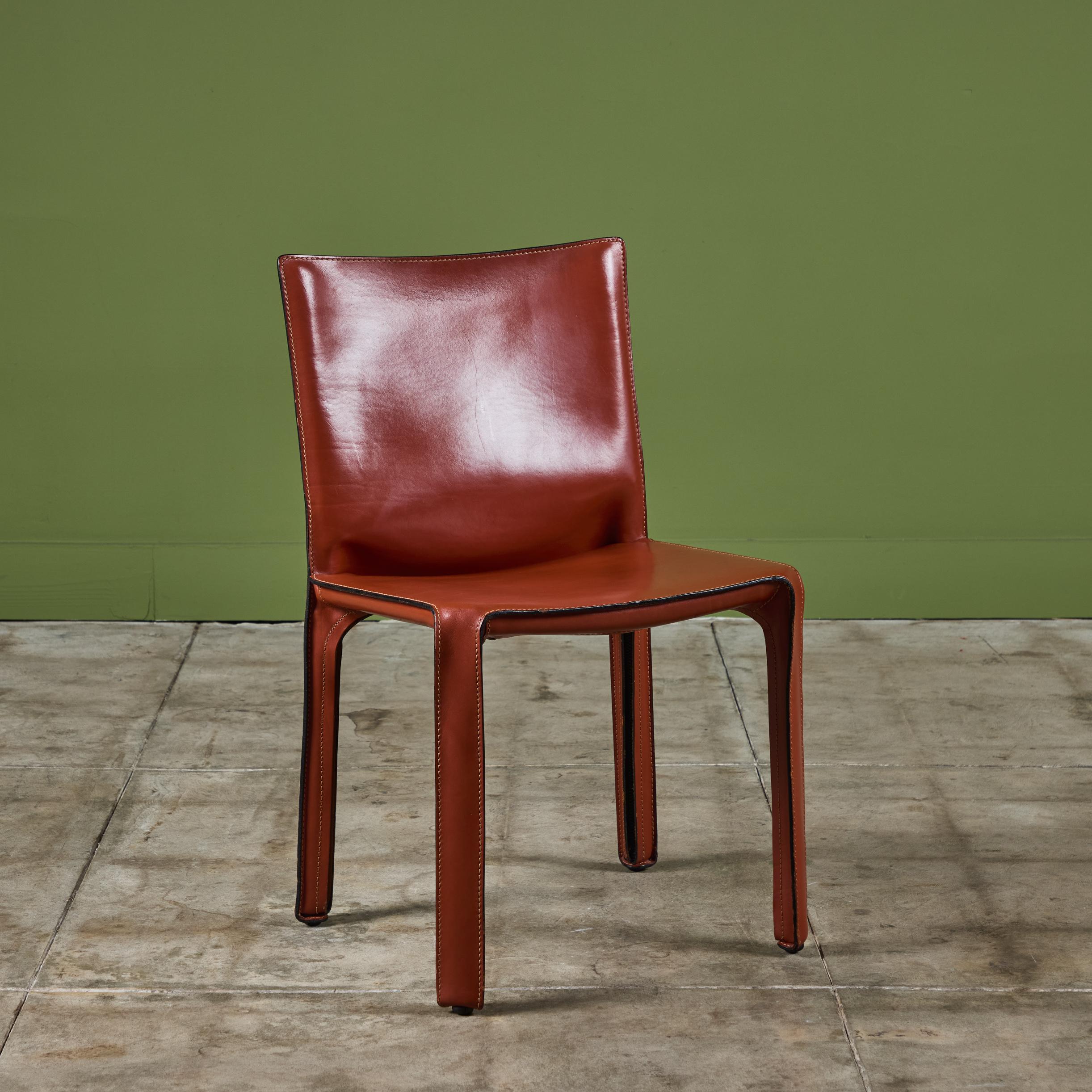 Italian Set of Four Mario Bellini Cab Side Chairs for Cassina