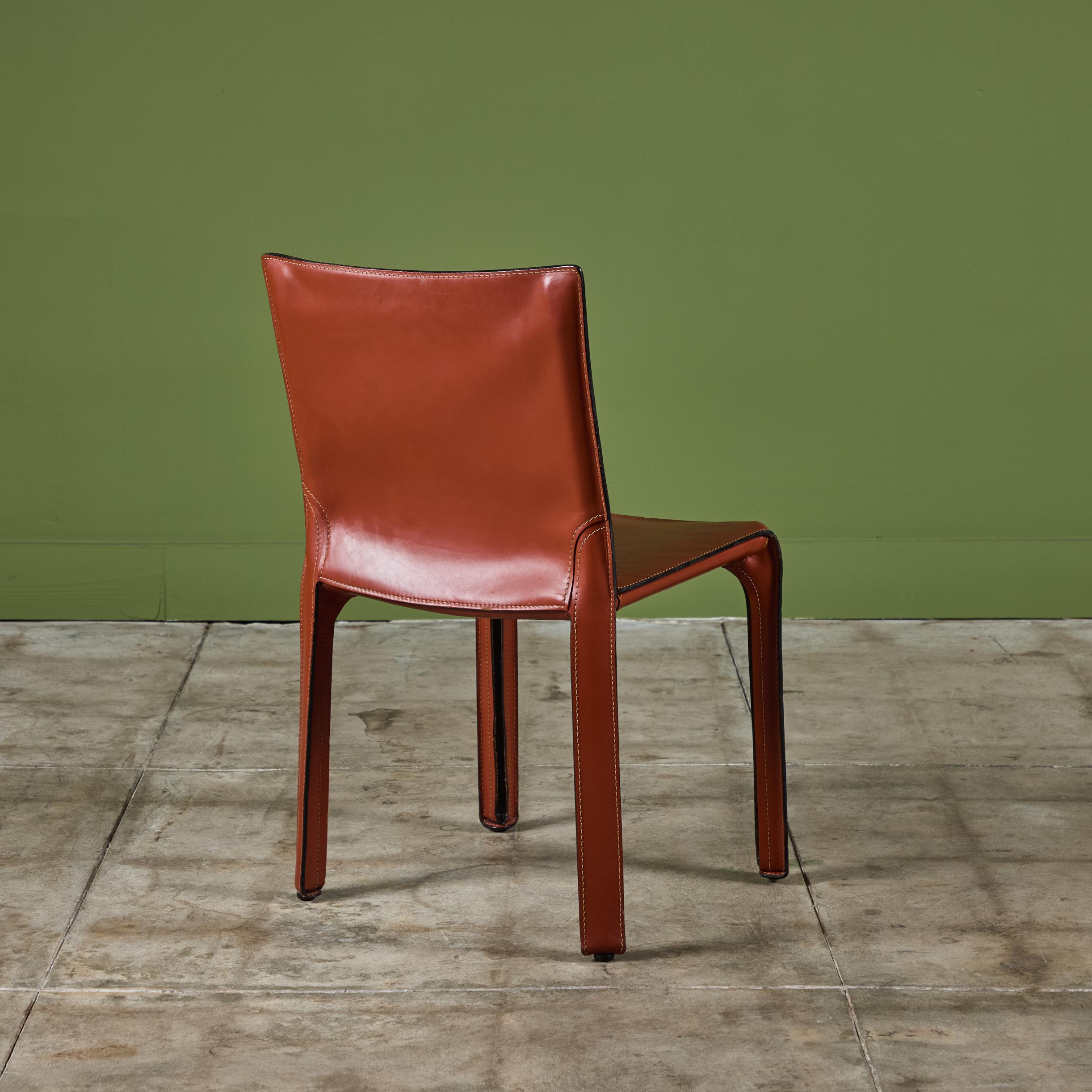Steel Set of Four Mario Bellini Cab Side Chairs for Cassina