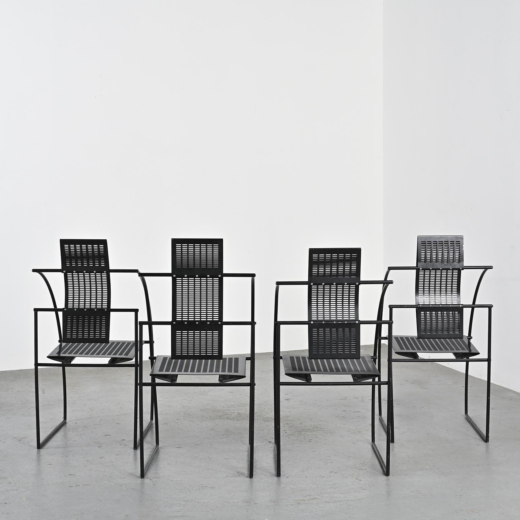 Steel Set of four Mario Botta Quinta Chairs, Alias Italy, circa 1985