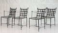 Juego de cuatro sillones de comedor de hierro forjado «Mario Papperzini» para Janus et Cie, de Italia