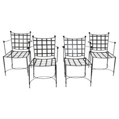 Juego de cuatro sillones de comedor de hierro forjado «Mario Papperzini» para Janus et Cie, de Italia