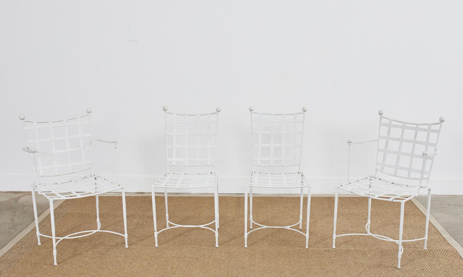 italien Ensemble de quatre chaises de salle à manger de jardin Mario Papperzini pour Salterini en vente