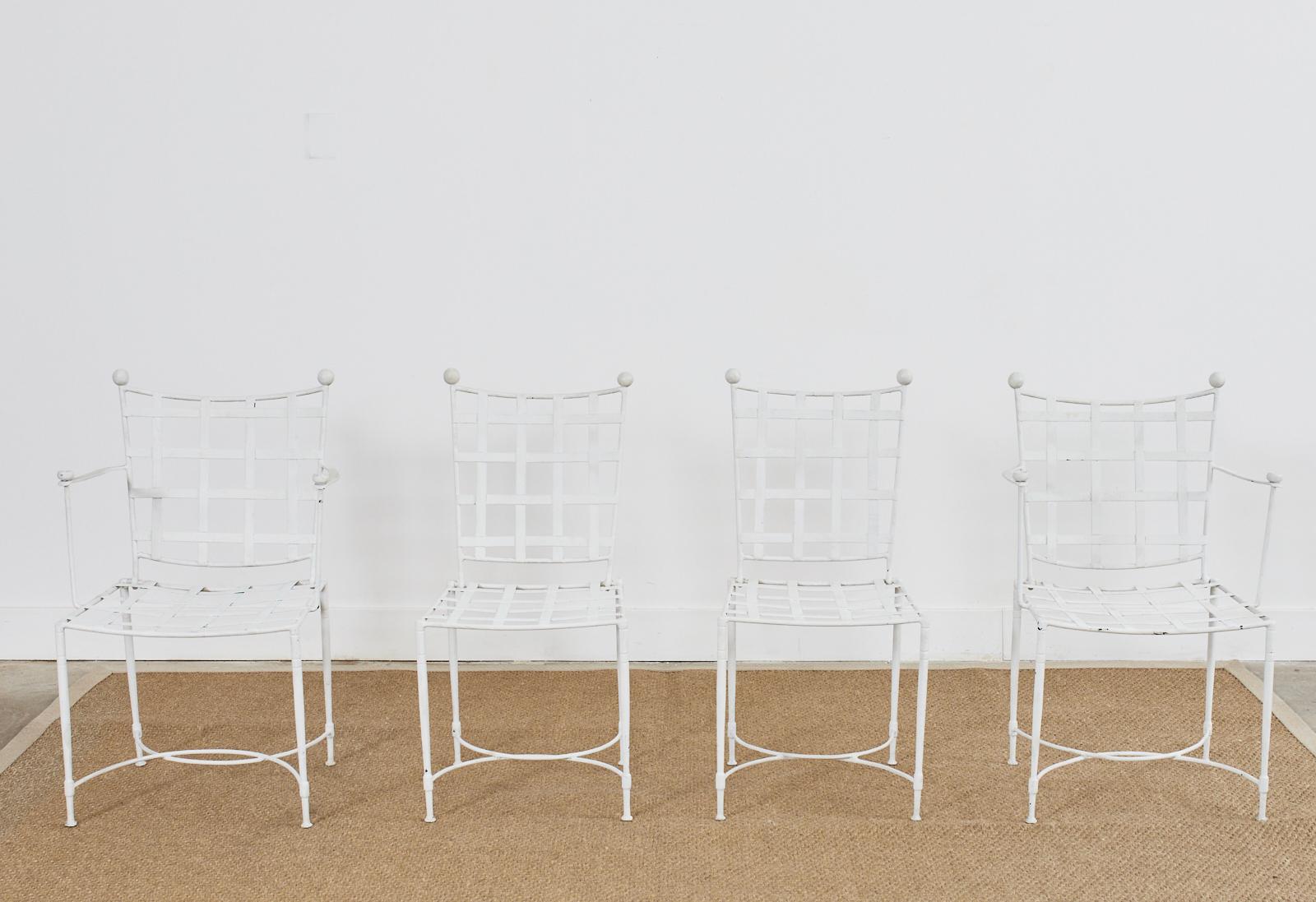 Peint Ensemble de quatre chaises de salle à manger de jardin Mario Papperzini pour Salterini en vente