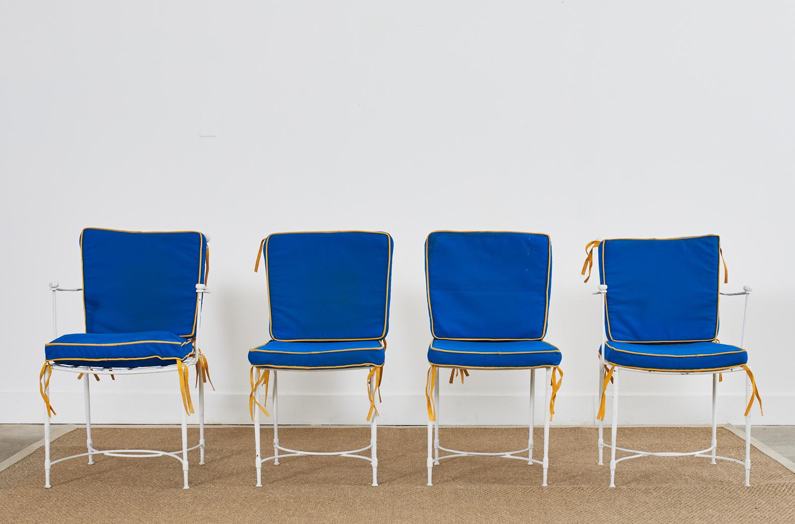 20ième siècle Ensemble de quatre chaises de salle à manger de jardin Mario Papperzini pour Salterini en vente
