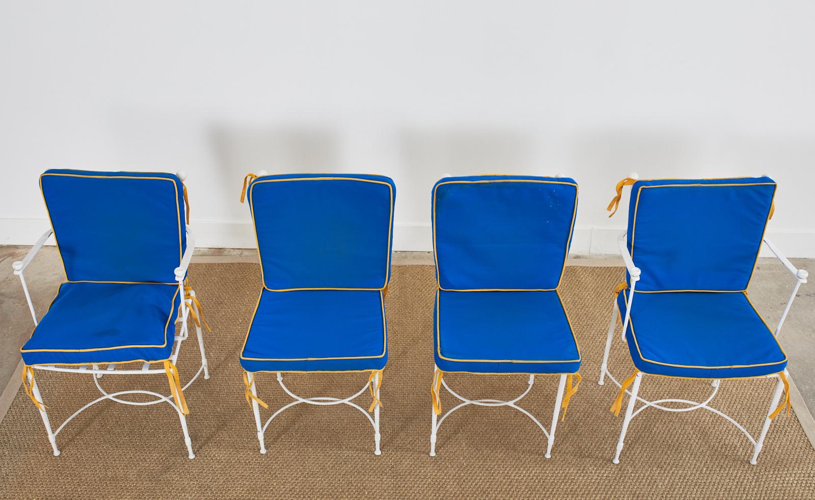 Fer Ensemble de quatre chaises de salle à manger de jardin Mario Papperzini pour Salterini en vente