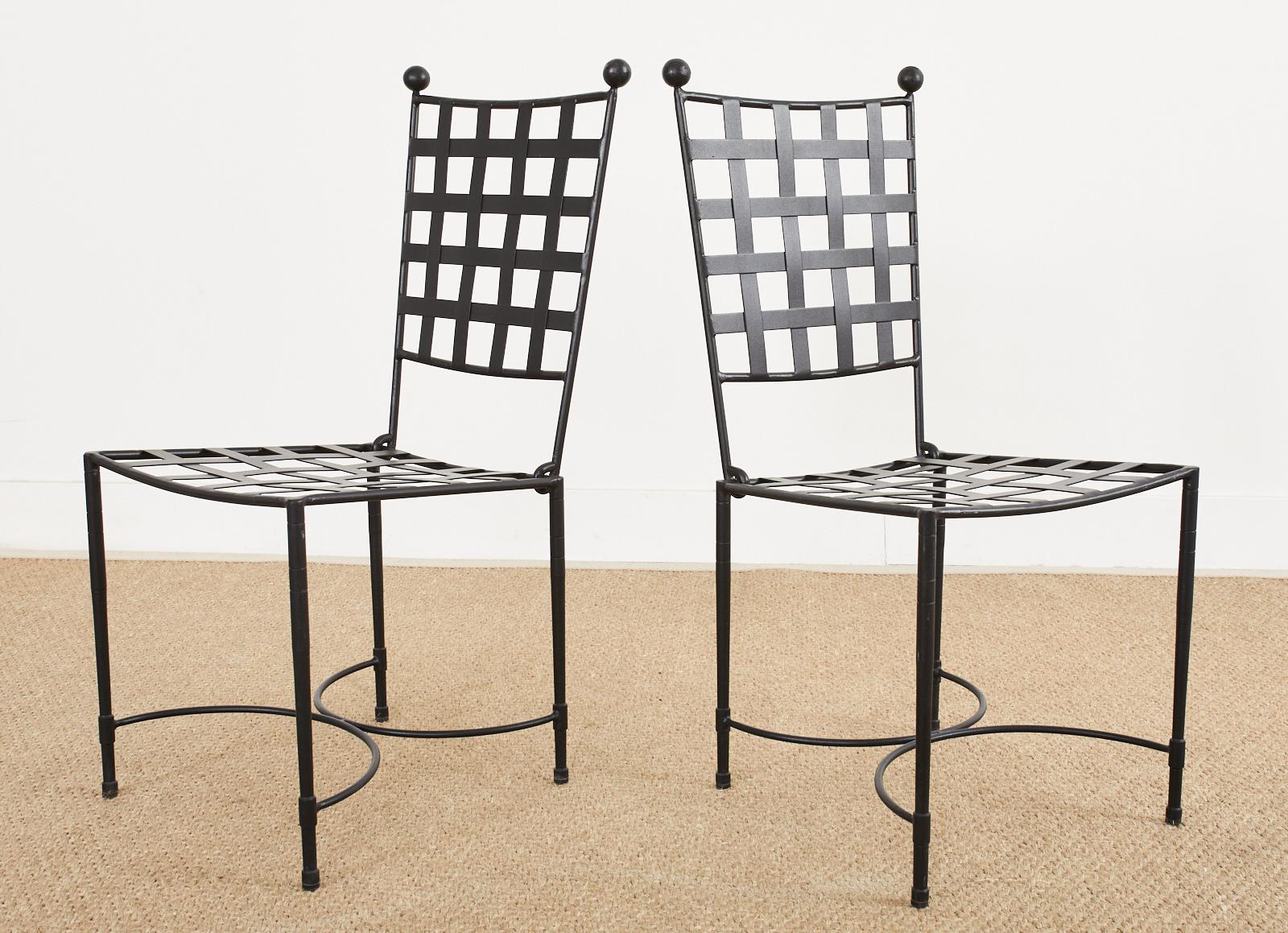 Wrought Iron Set of Four Mario Papperzini for Salterini Style Dining Chairs
