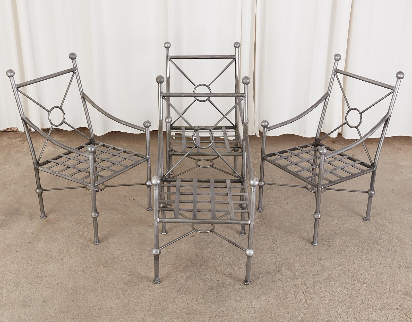 Neoclassical Set of Four Mario Papperzini for Salterini Style Garden Chairs