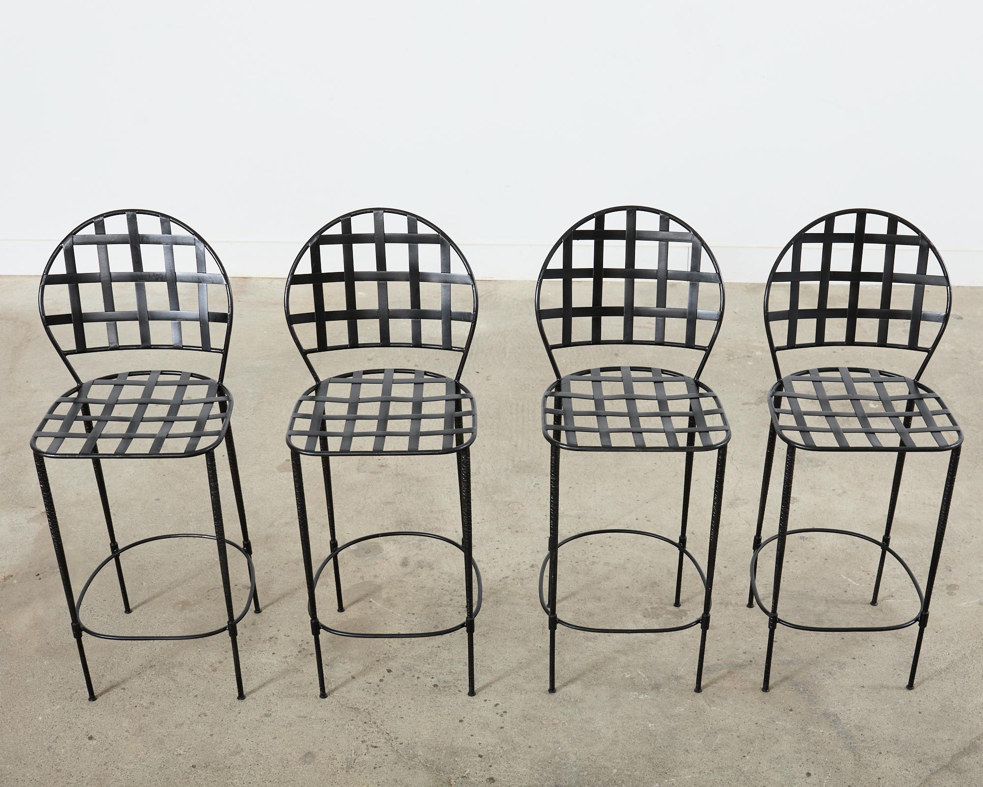 Neoclassical Set of Four Mario Papperzini Salterini Amalfi Style Barstools  For Sale