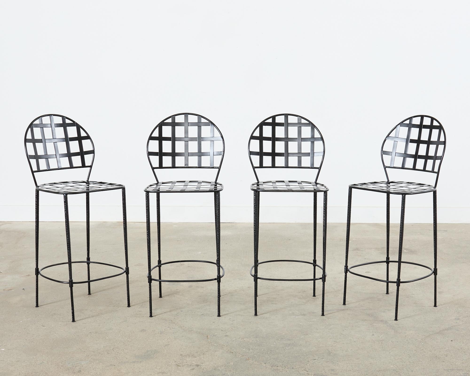 American Set of Four Mario Papperzini Salterini Amalfi Style Barstools  For Sale