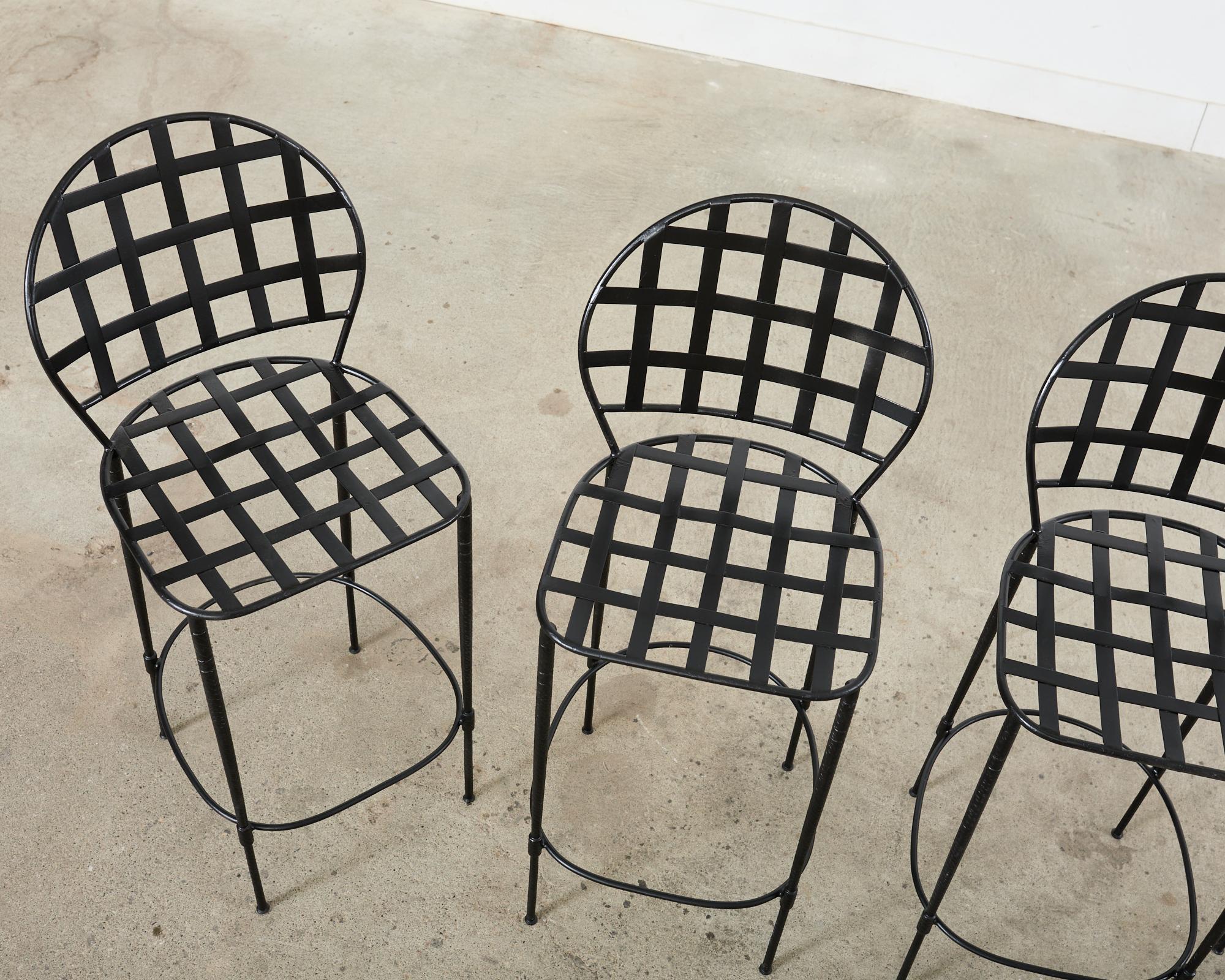 Painted Set of Four Mario Papperzini Salterini Amalfi Style Barstools  For Sale
