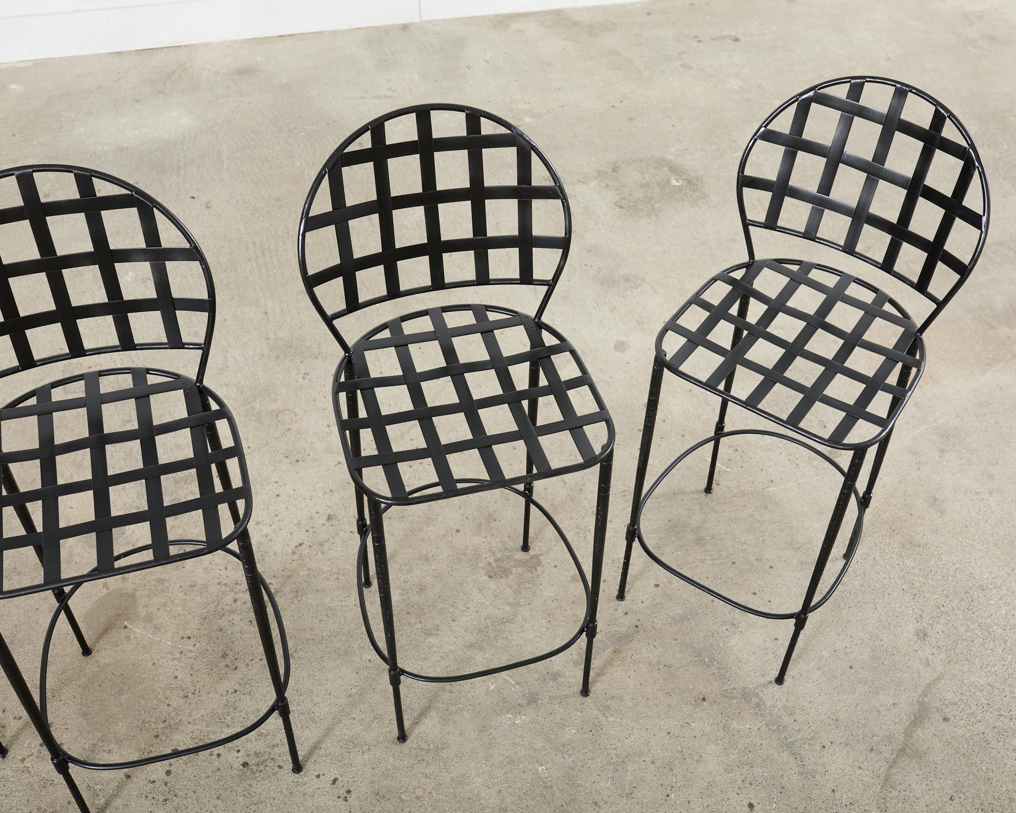 Set of Four Mario Papperzini Salterini Amalfi Style Barstools  In Good Condition For Sale In Rio Vista, CA