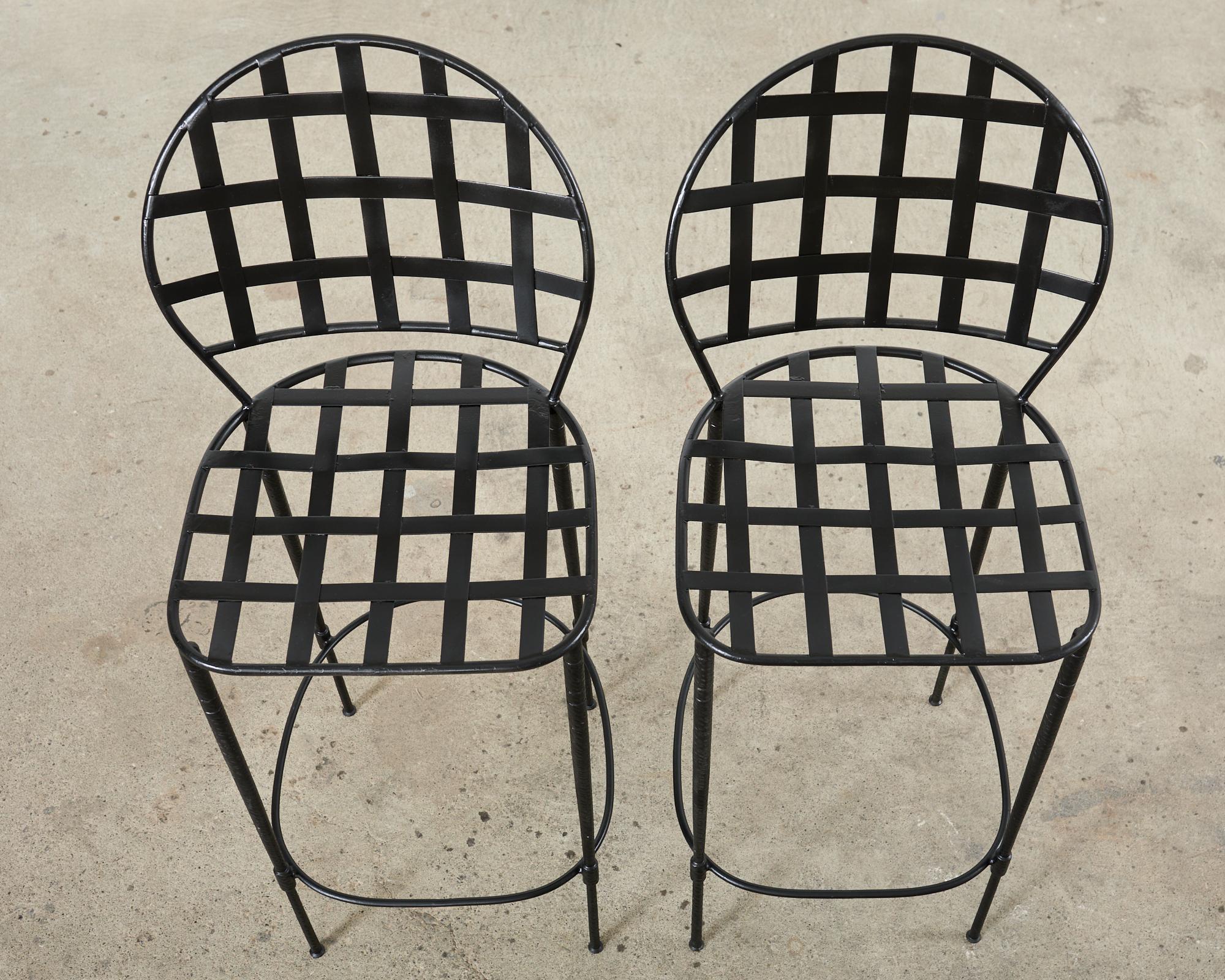 Iron Set of Four Mario Papperzini Salterini Amalfi Style Barstools  For Sale