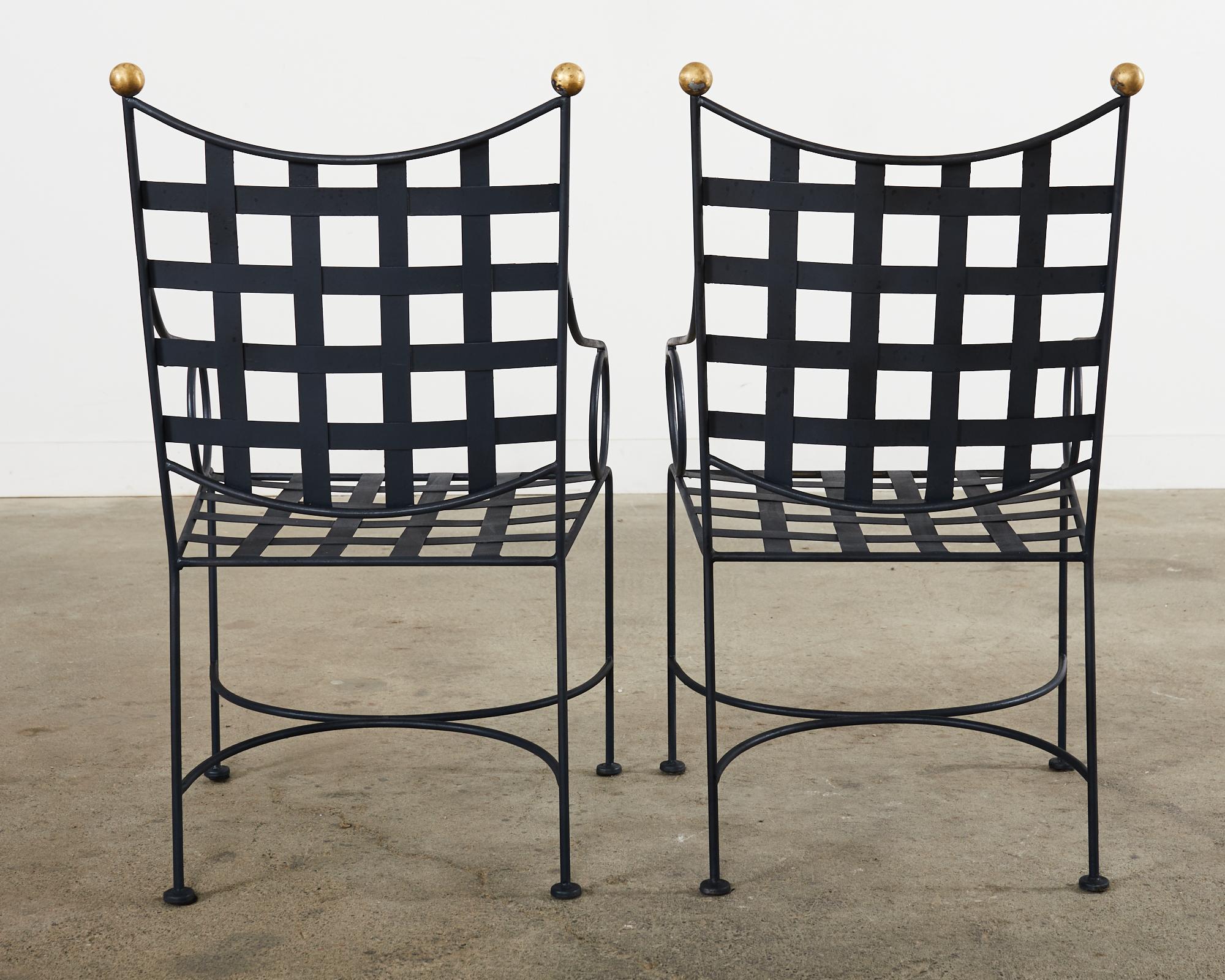 Ensemble de quatre chaises de salle à manger de style Mario Papperzini en fer et bronze  en vente 9