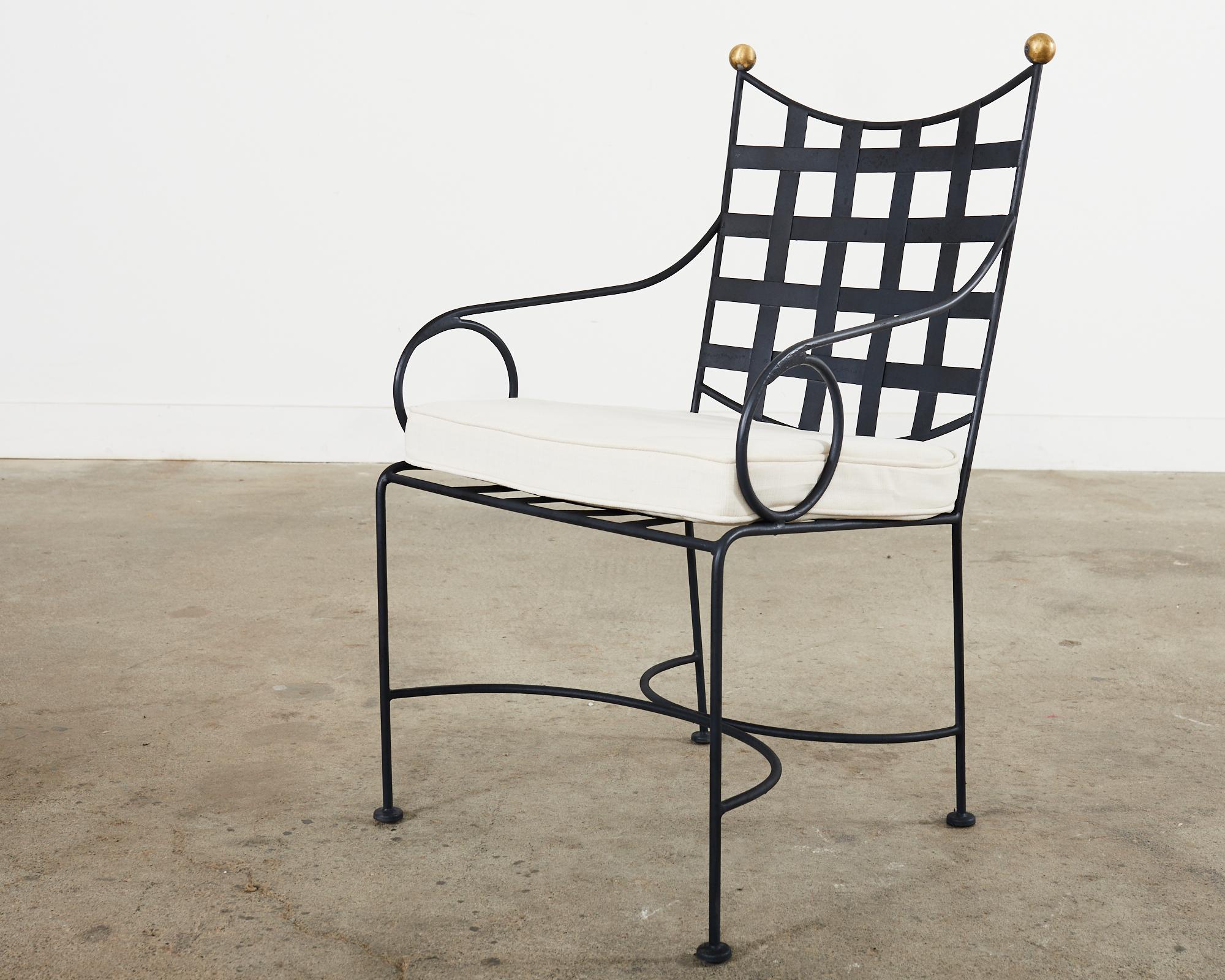 Ensemble de quatre chaises de salle à manger de style Mario Papperzini en fer et bronze  en vente 10