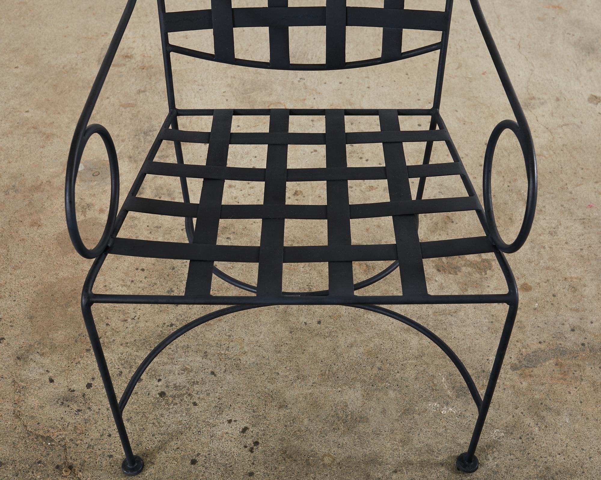 Ensemble de quatre chaises de salle à manger de style Mario Papperzini en fer et bronze  en vente 13