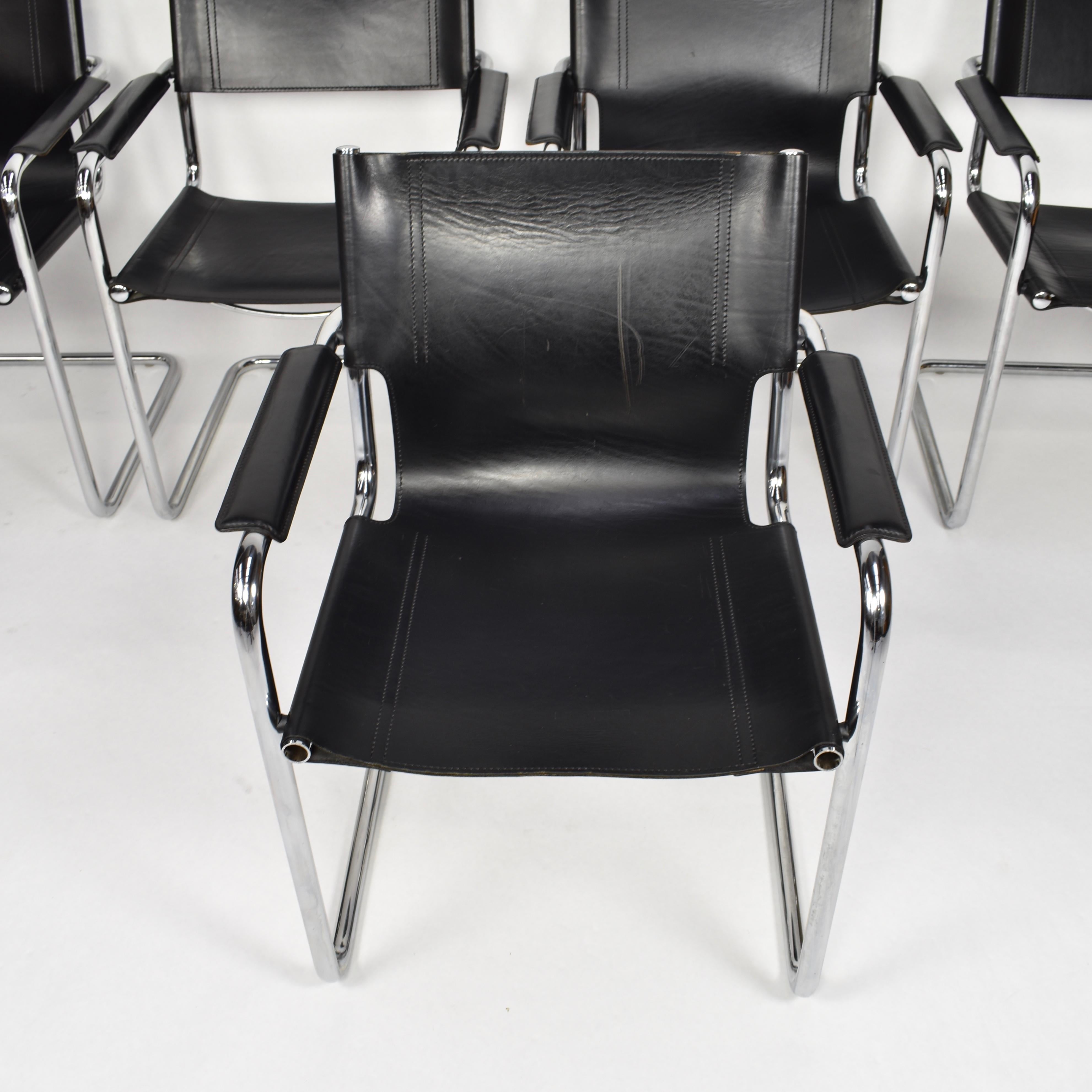 Set of Four Mart Stam Chairs by Matteo Grassi, Italy, 1970s 10