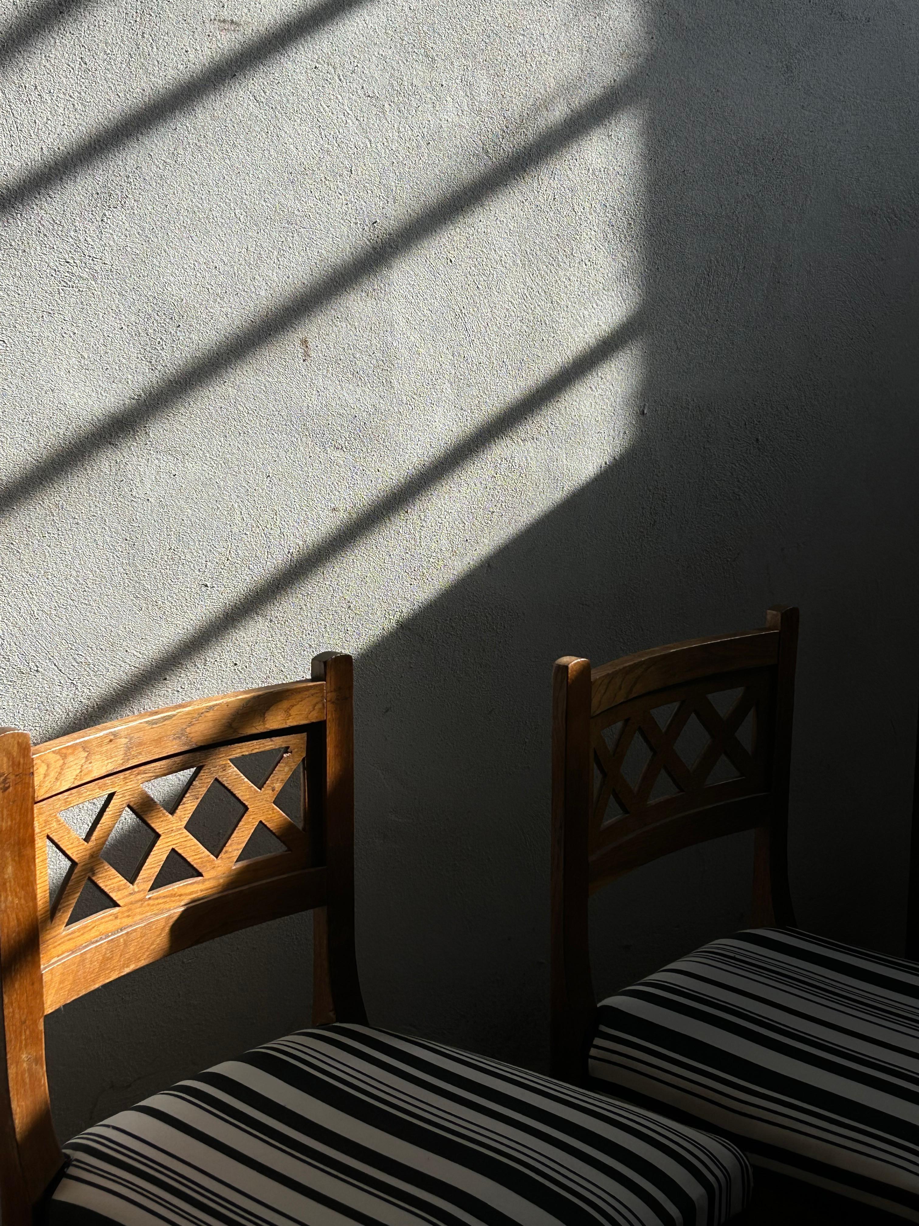 Fabric Set of Four Martin Nyrop Oak Chairs for Copenhagen City Hall, circa 1905 For Sale