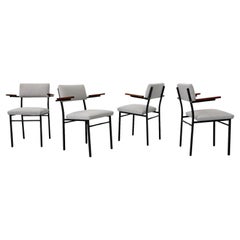 Set of Four Martin Visser Style Mid-Century Armchairs in Dove Gray Upholstery