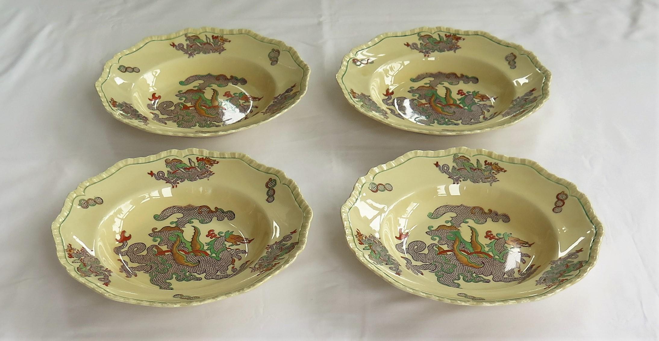 Chinoiserie Set of FOUR Masons Ironstone Large Bowls in Chinese Dragon Pattern, Circa 1900 For Sale