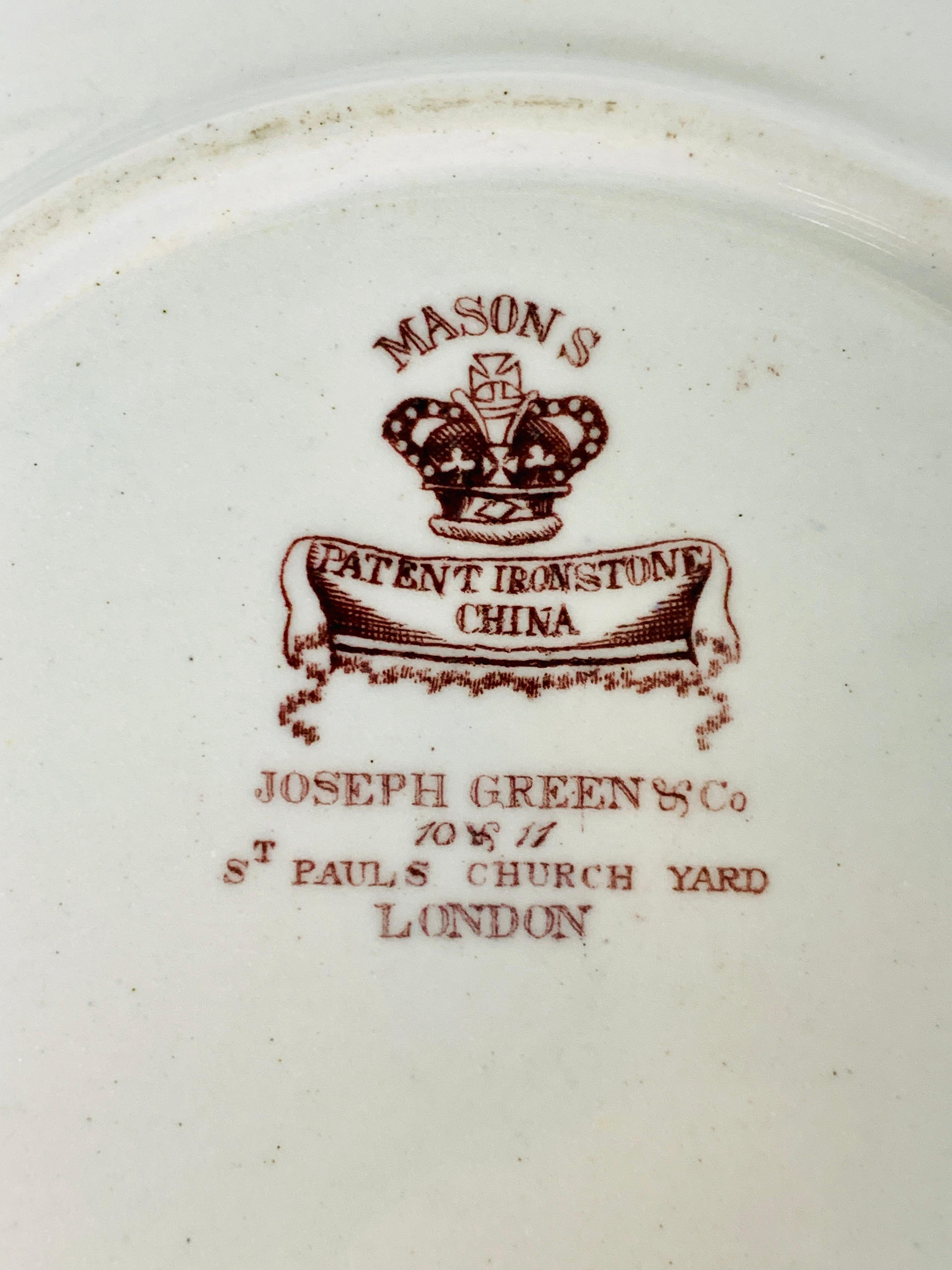 Set of Four Mason's Ironstone Plates in Chinoiserie Style Made England 1834-1842 2