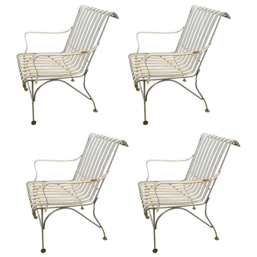 Set of Four Matching Garden Patio Metal Armchairs