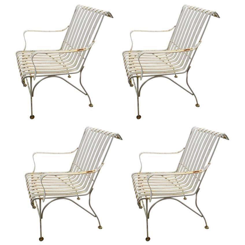 Set of Four Matching Garden Patio Metal Armchairs at 1stDibs