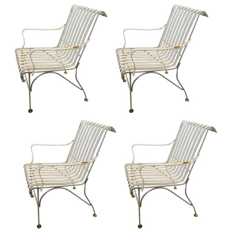 Set of Four Matching Garden Patio Metal Armchairs at 1stDibs
