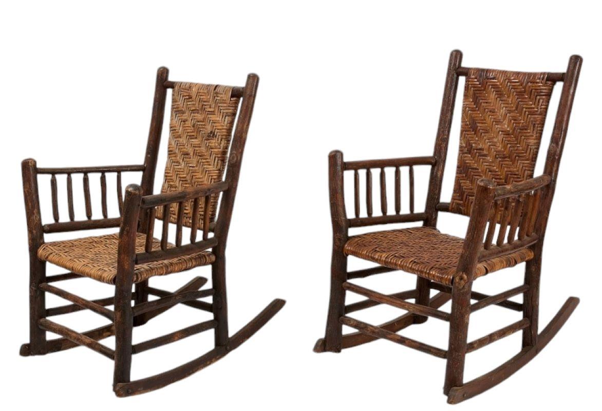 Set of Four Matching  Old Hickory Chairs And Rockers-Set of Four In Good Condition In Los Angeles, CA