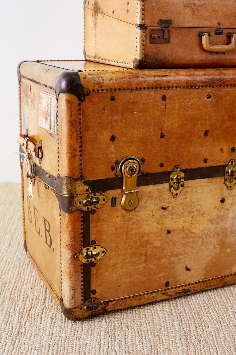 Set of Four Matching Steamer Trunk and Luggage at 1stdibs