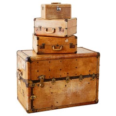 Set of Four Matching Steamer Trunk and Luggage