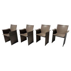 Set of Four Matteo Grassi Leather Armchairs