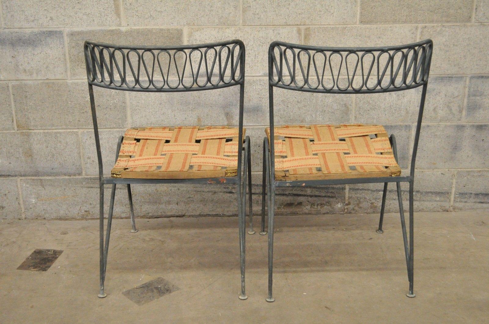 Set of Four Maurizio Tempestini Salterini Ribbon Modern Iron Dining Chairs 5