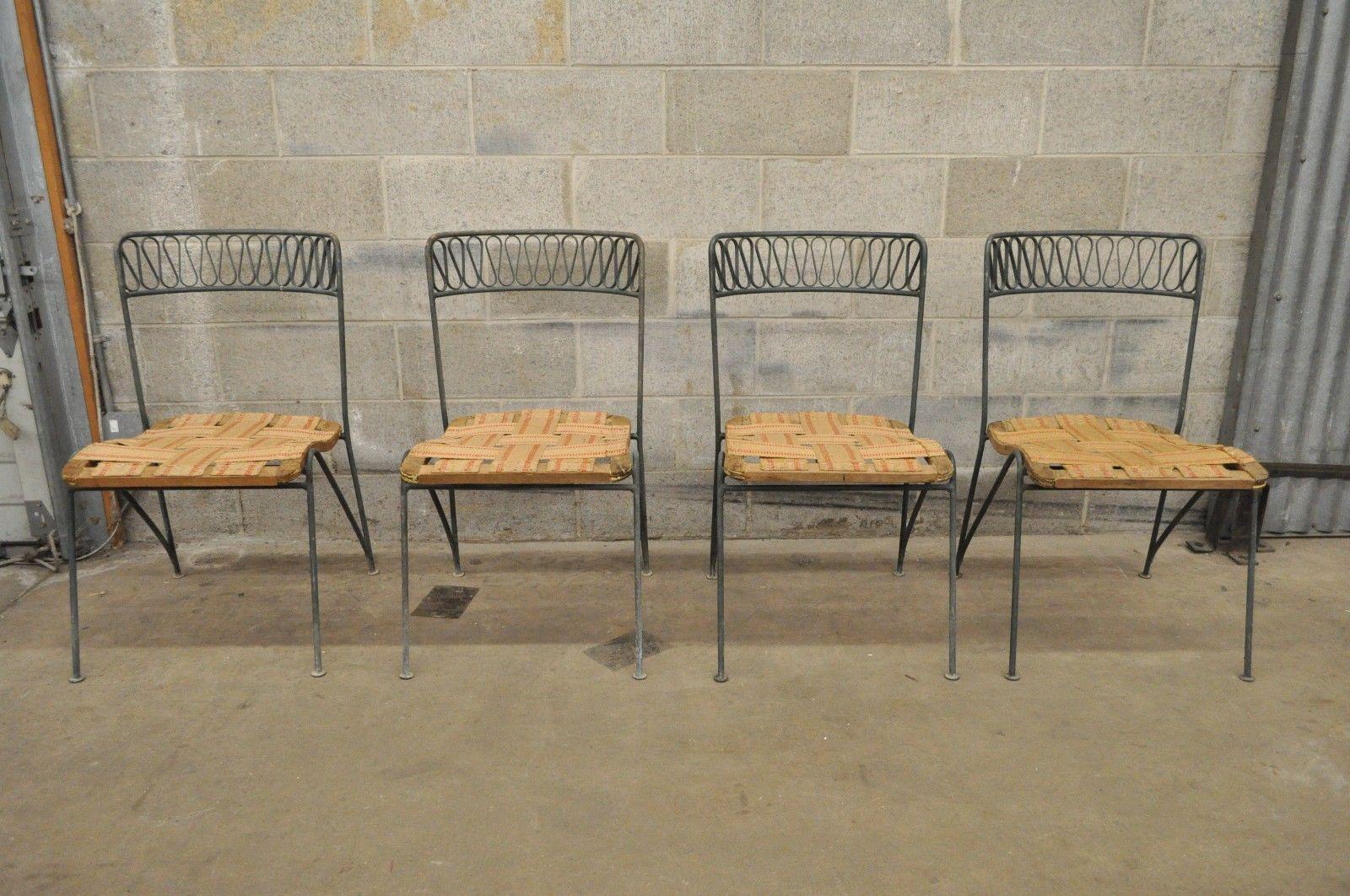 Set of Four Maurizio Tempestini Salterini Ribbon Modern Iron Dining Chairs 6